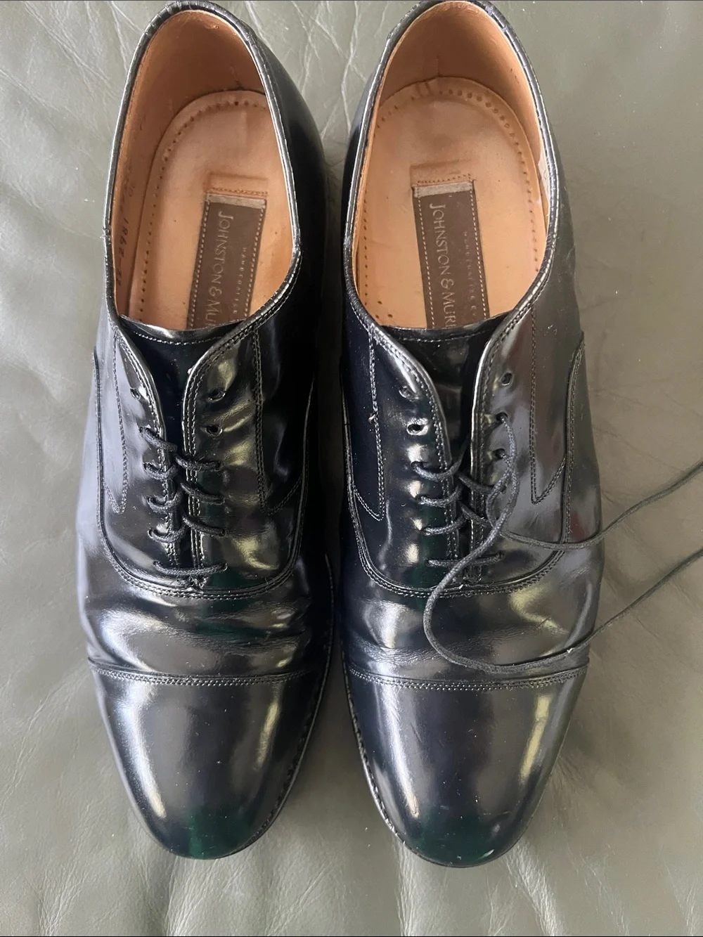 Johnston & Murphy Melton Cap Toe shoes with replaced soles.  Size 10 D.